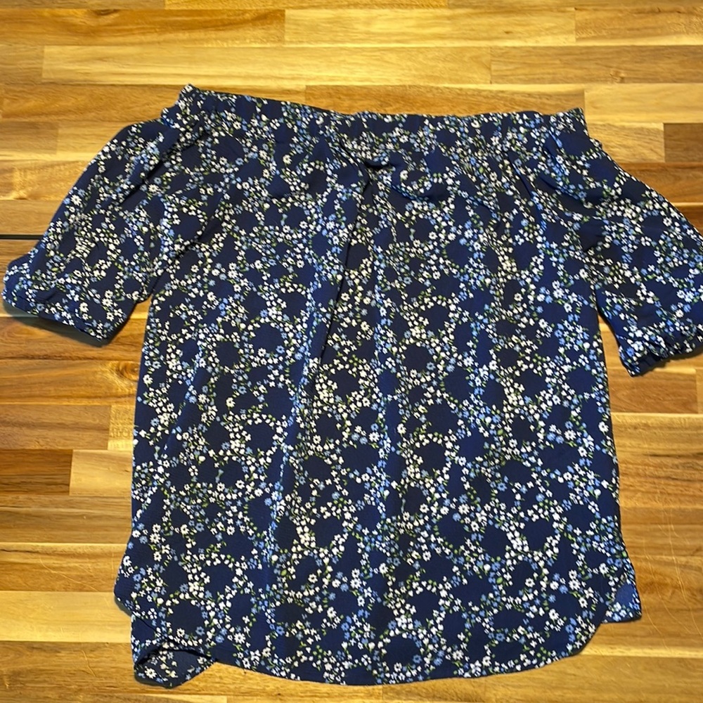 Michael Kors dress top, blue floral, strapless, XS